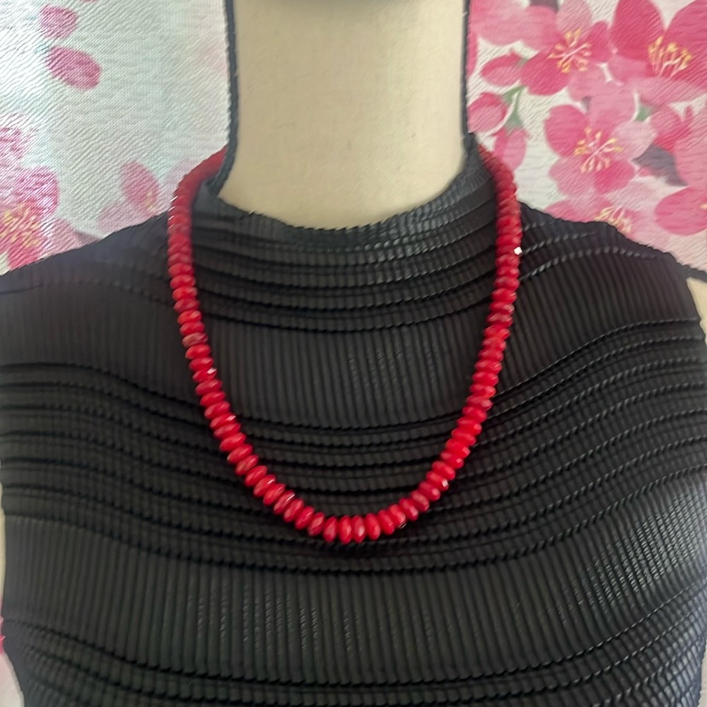 Jay King Genuine Red Coral Faceted Bead Necklace